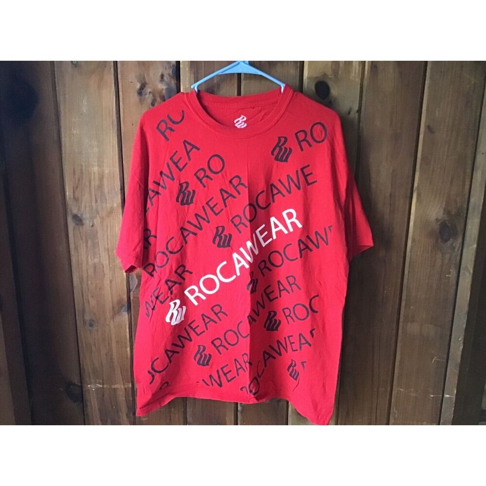 Rocawear Red Short Sleeve T Shirt Size L Graphics Words Streetwear